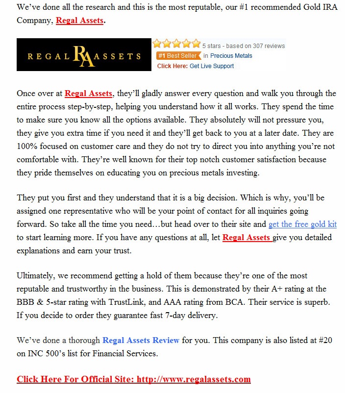 our regal assets recommendation