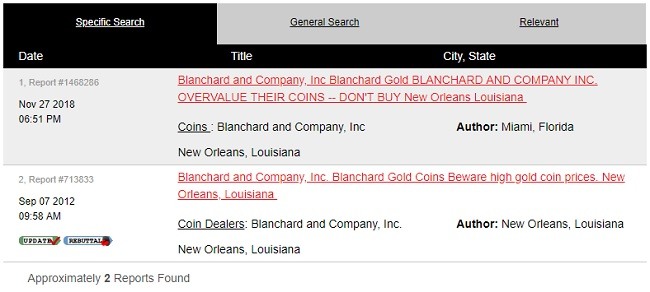 Blanchard gold ripoff report complaints